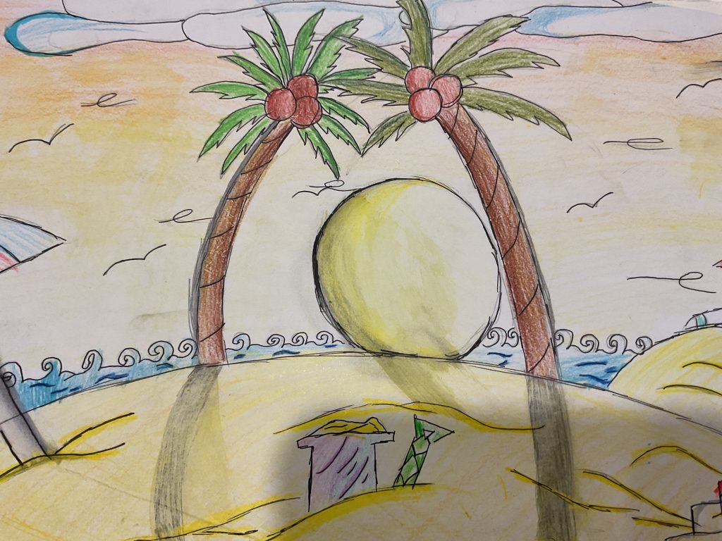 A beautiful sunset by a beach